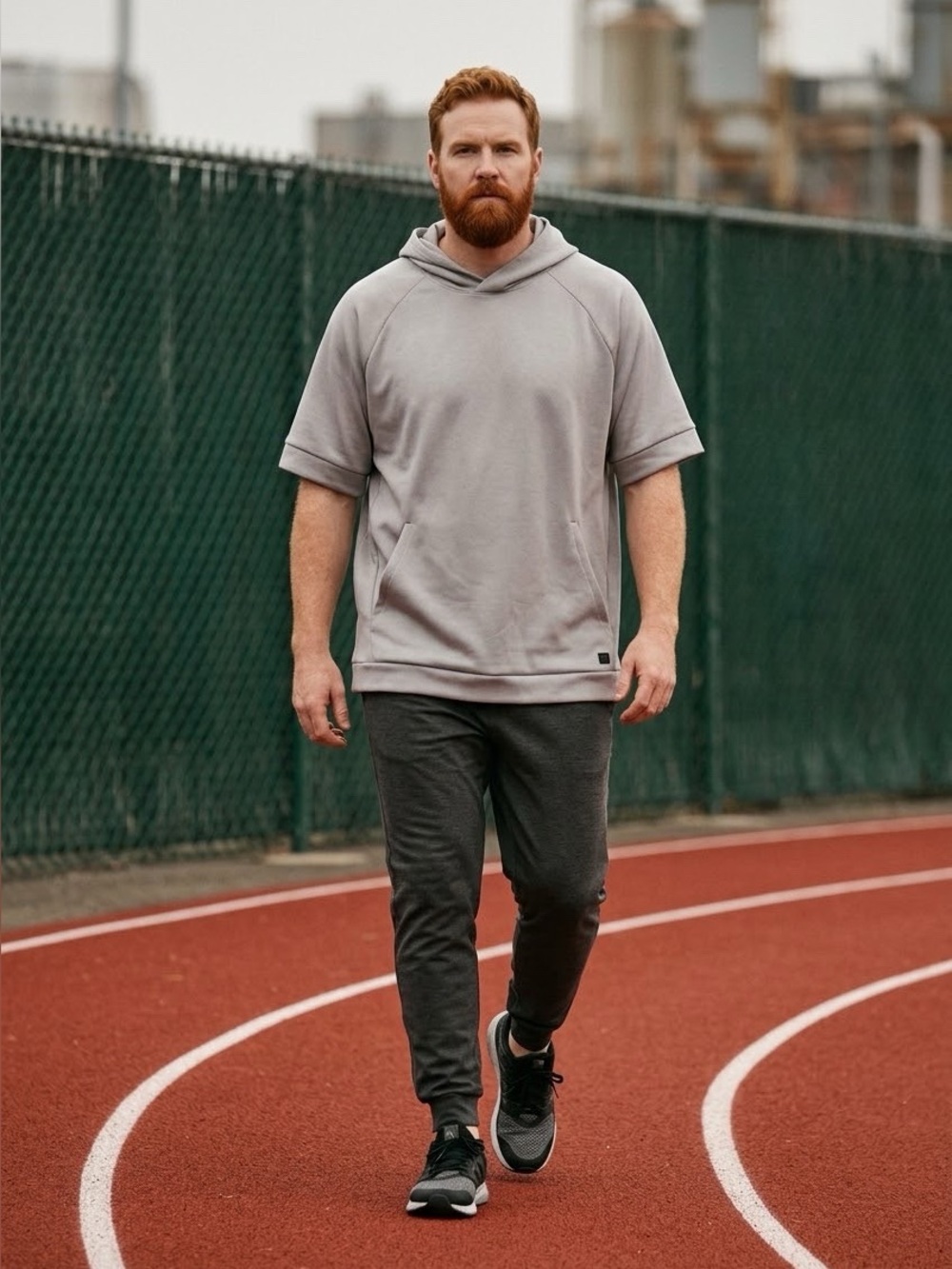 MSX by Michael Strahan Gray Short Sleeve Pullover Hoodie
